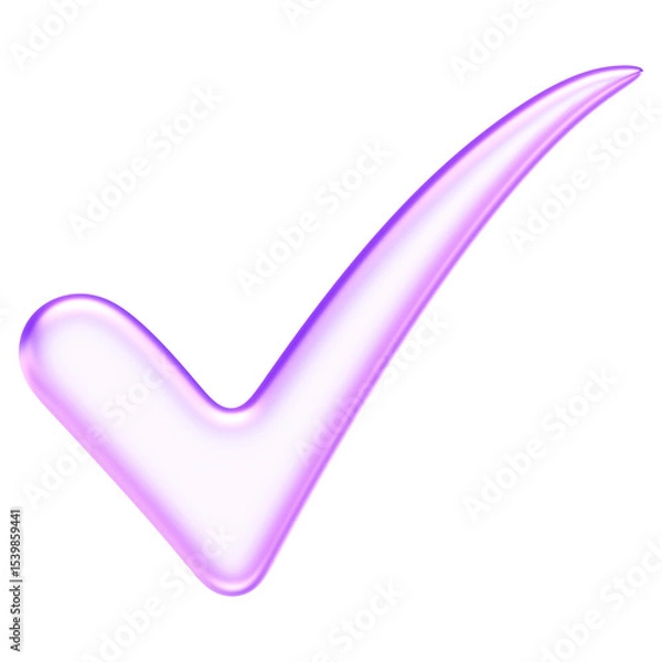 Obraz Checkmark icon in translucent glassmorphism design, representing confirmation, approval confirmation success symbol tick validation yes okay, 3d rendering