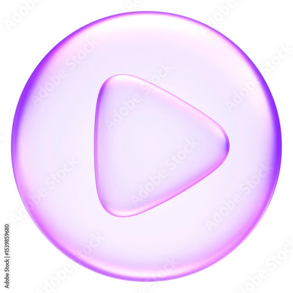 Obraz Glassmorphism play button icon, perfect for media, video, streaming, and modern digital interfaces, media player digital technology website, 3d rendering