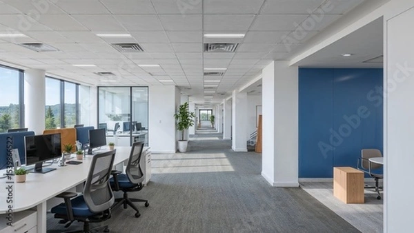 Obraz Modern open plan office space with natural light.