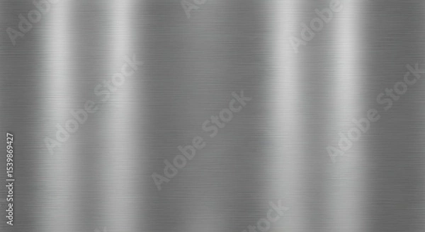 Fototapeta Full Frame Brushed Metal Texture with Horizontal Grain and Diffused Light Reflections in Silvery Gray