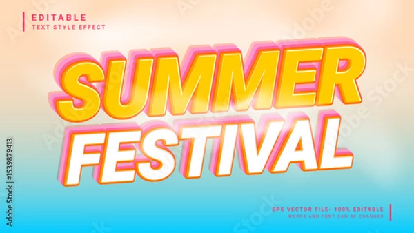Obraz Summer festival 3d editable text effect summertime template