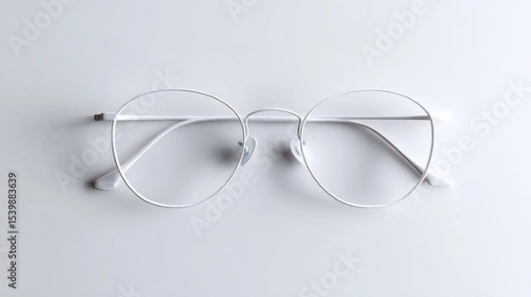 Fototapeta Stylish white frame glasses on a plain background showcasing modern eyewear design for fashion enthusiasts