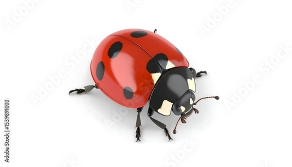 Fototapeta Ladybug with red, insect, and white background.