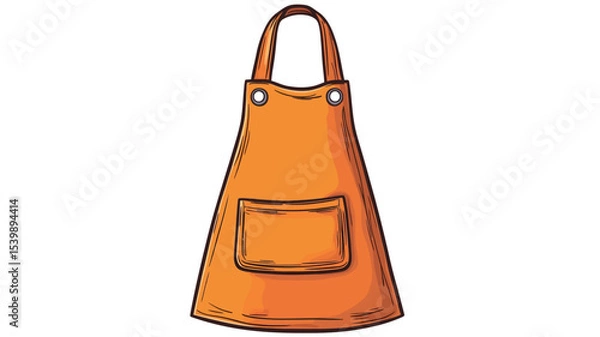 Fototapeta A digital illustration of an orange apron with a single pocket. The apron is depicted in a hand-drawn style with visible lines and shading. The apron has a simple design with visible straps 