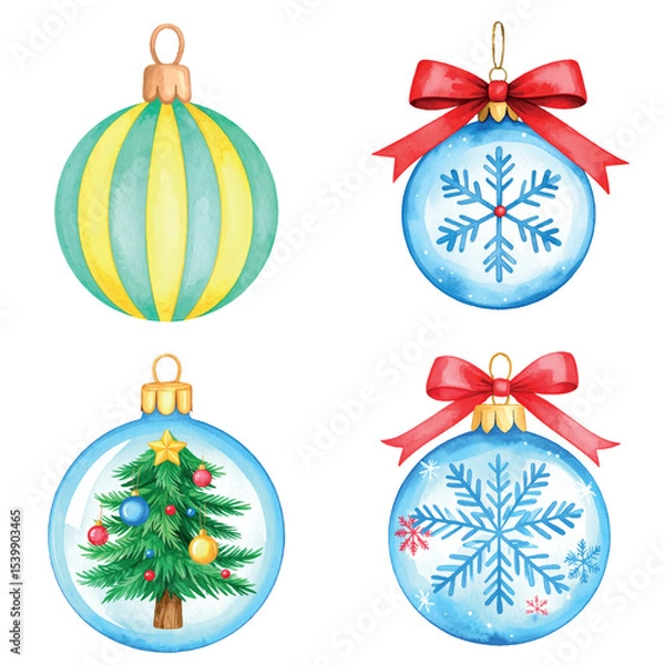 Fototapeta Set of New Year's balls for the Christmas tree, Christmas, festive, PNG format
