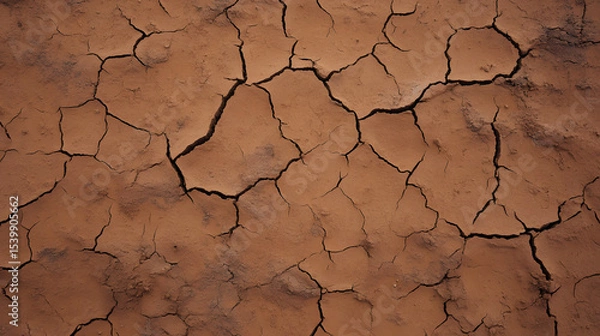 Obraz Cracked dry desert ground with deep fissures and rough texture, symbolizing drought and vanishing stability in arid environment. earth appears parched and fragile