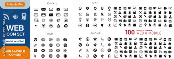 Obraz Web development set of web icons in line style. Developer icons for web and mobile app. Code, api, programmer coding, app, flow, node connect, web coder, bug fix and more. Vector illustration