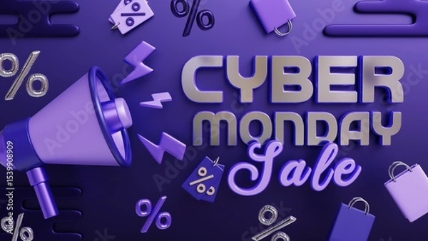Fototapeta Cyber monday promotion sale 3d rendered banner background