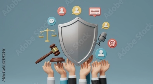 Fototapeta Comprehensive Online Protection Shield: Digital Security and Legal Safeguards for your Data Privacy