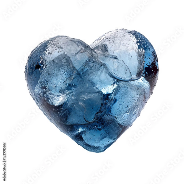 Fototapeta Heart Shaped Ice Isolated on Transparent Background