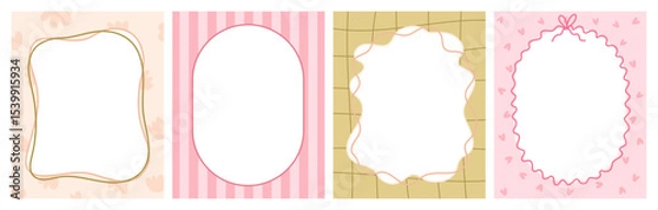 Fototapeta Cute Handsdawn Frame Set with Soft Pastel Backgrounds