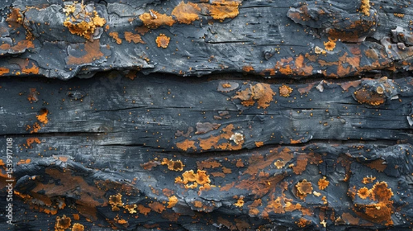 Fototapeta Decomposed forest wood close-up with moss, decay, and fungal growth--textured and raw.