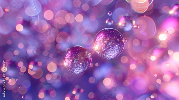 Fototapeta Droplets on metal surface with macro focus and reflective lighting.