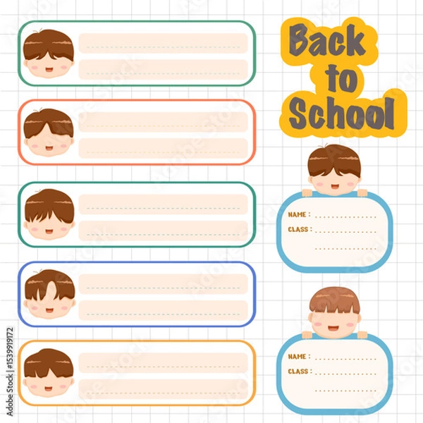 Obraz child character name tags collection