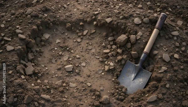 Obraz Shovel in soil