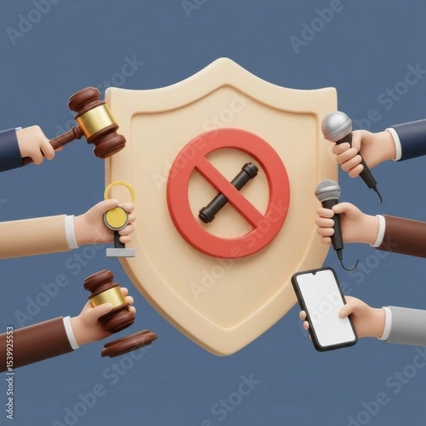 Fototapeta Censorship and Media Control: 3D Illustration of Restricted Speech and Information