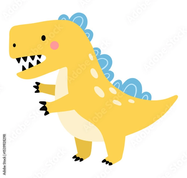 Fototapeta Hand drawn cute dinosaur isolated on white background. Concept for children print. Vector Illustration