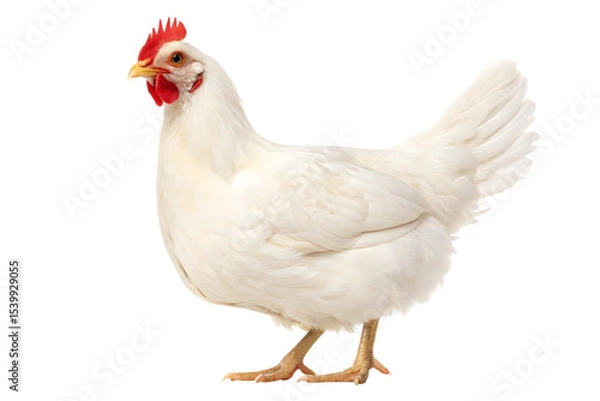 Obraz White hen isolated on transparent background