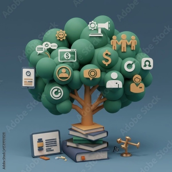 Fototapeta Knowledge Tree: Growth, Development, and Success in Business and Education
