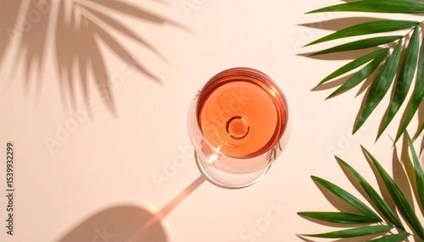 Fototapeta Tropical vector illustration of a woman's face with a palm tree, sun, and sea
