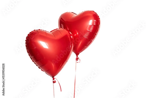 Obraz Two red heart balloons isolated on transparent background