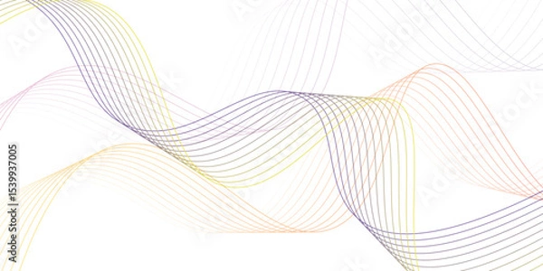 Fototapeta Abstract dynamic multicolor lines waves, technology line stripe isolated science digital flowing black line,. Abstract green wave on white design modern background vector illustration.. Smooth 