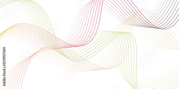 Fototapeta Abstract dynamic multicolor lines waves, technology line stripe isolated science digital flowing black line,. Abstract green wave on white design modern background vector illustration.. Smooth 