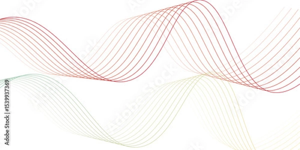 Fototapeta Abstract dynamic multicolor lines waves, technology line stripe isolated science digital flowing black line,. Abstract green wave on white design modern background vector illustration.. Smooth 