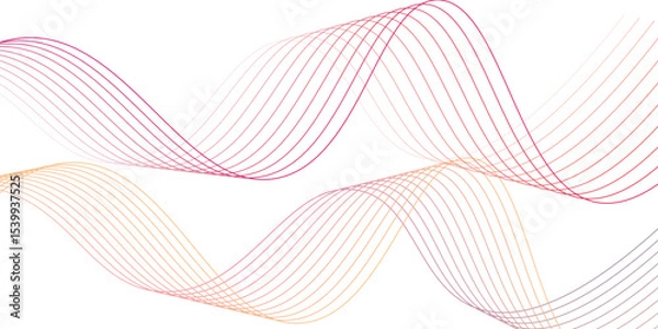 Fototapeta Abstract dynamic multicolor lines waves, technology line stripe isolated science digital flowing black line,. Abstract green wave on white design modern background vector illustration.. Smooth 