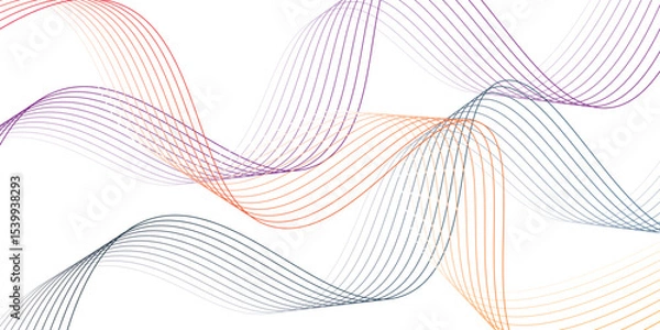 Fototapeta Abstract white gradient background with waves Winter white abstract background design. Modern wavy line pattern guilloche curves in monochrome colors. Abstract art line design.	