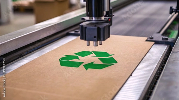 Obraz Global supply chain automation for sustainability with recycled packaging material concept