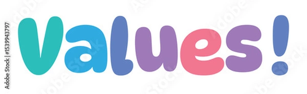 Fototapeta values,colorful lettering words in white background