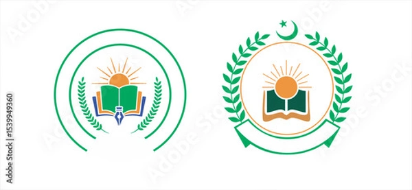 Fototapeta School Logo Vector And Illustration Collection, Education Vector Template Set, A set of vector logos of schools on a white background