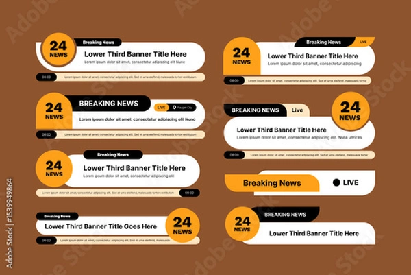Fototapeta Brown Breaking News Lower Third Set