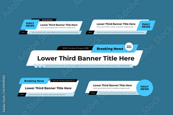 Fototapeta Blue White Clean Broadcast Title Strip