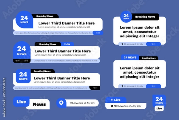 Fototapeta Blue Modern News Lower Third Title Banner