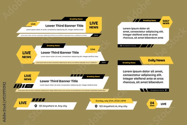 Fototapeta Yellow Striped Alert News Lower Third