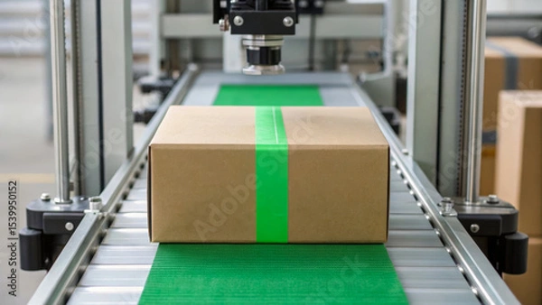 Fototapeta Global supply chain automation enhances sustainability with efficient package sorting process