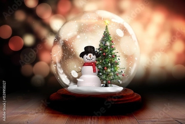 Obraz Christmas tree in snow globe
