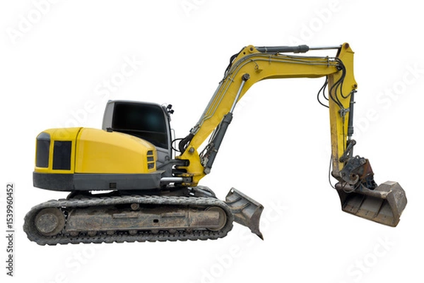 Obraz yellow excavator isolated on white background