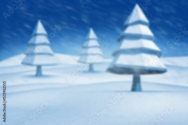 Fototapeta largest tiered snow-covered conical tree is standing in flat design winter scene with flurries