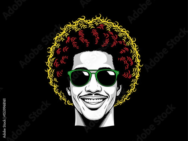 Fototapeta Afro man face vector, juneteenth vector, dreadlocks, afro hair male face