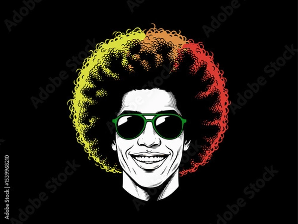 Fototapeta Afro man face vector, juneteenth vector, dreadlocks, afro hair male face