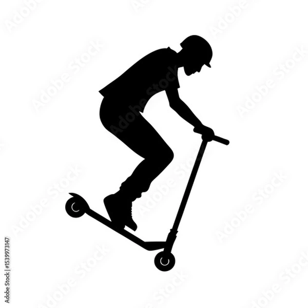 Obraz full body silhouette of stunt scooter rider jumpin.svg