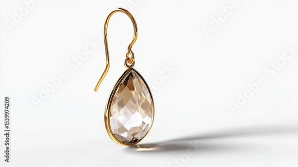 Fototapeta Elegant gold earring with intricate design isolated on transparent background