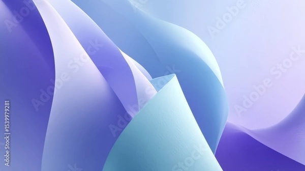 Obraz Abstract fluid design with soft flowing curves in shades of blue and purple illuminated by gentle light, ideal for modern backgrounds and creative concepts
