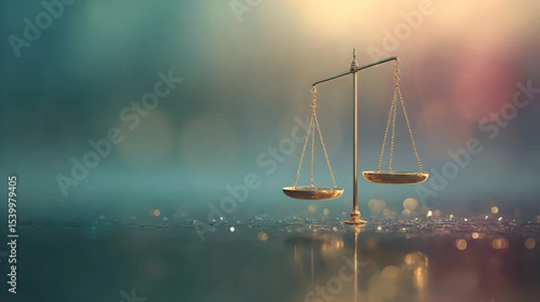 Fototapeta Balance scales on blurred background representing justice and equality