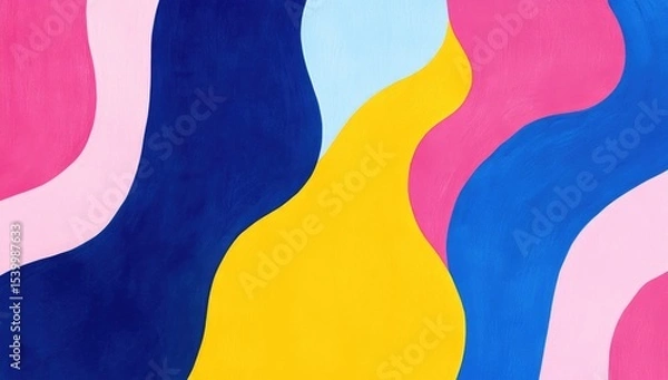 Fototapeta Abstract vibrant wavy shapes in bold colors