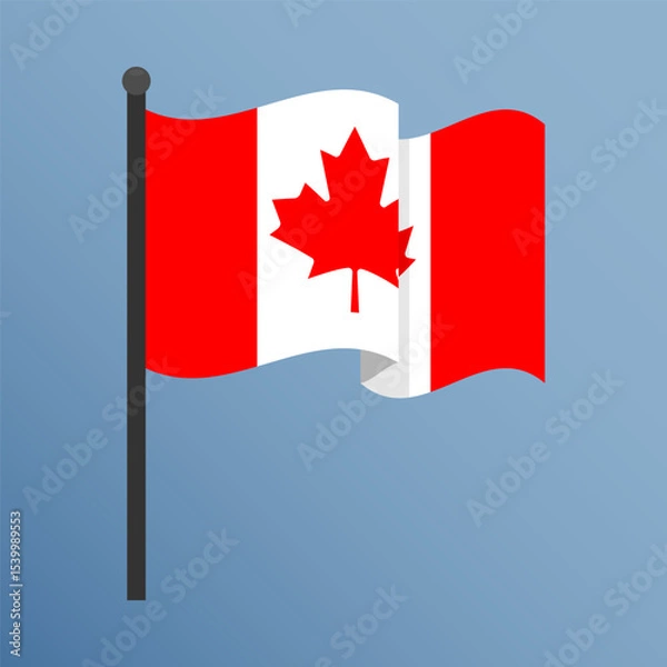 Obraz Waving Canadian flag on flagpole