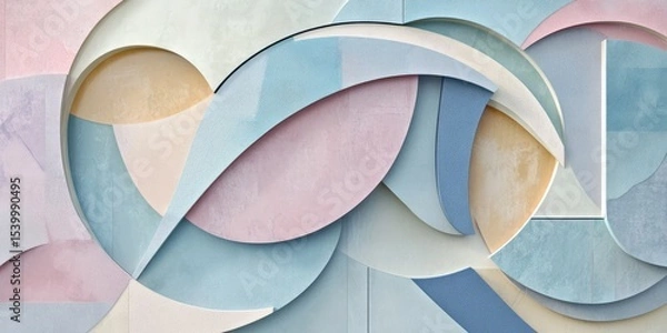 Fototapeta Abstract layered shapes in pastel colors